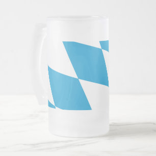 Caneca De Cerveja Vidro Jateado Fosco Glass Mug com bandeira da Baviera