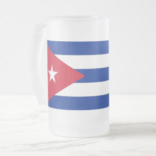 Caneca De Cerveja Vidro Jateado Fosco Glass Mug com bandeira de Cuba