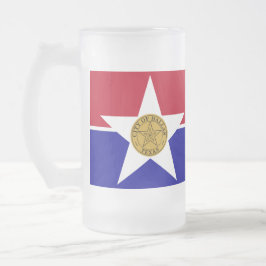 Caneca De Cerveja Vidro Jateado Fosco Glass Mug com bandeira de Dallas, EUA