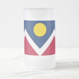 Caneca De Cerveja Vidro Jateado Fosco Glass Mug com bandeira de Denver City, EUA