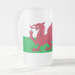 Caneca De Cerveja Vidro Jateado Fosco Glass Mug com bandeira de Gales