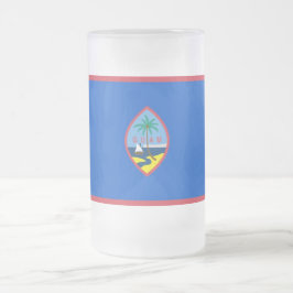 Caneca De Cerveja Vidro Jateado Fosco Glass Mug com bandeira de Guam, EUA