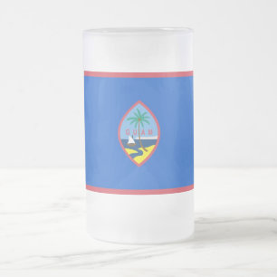 Caneca De Cerveja Vidro Jateado Fosco Glass Mug com bandeira de Guam, EUA