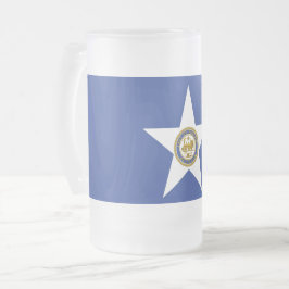 Caneca De Cerveja Vidro Jateado Fosco Glass Mug com bandeira de Houston, EUA