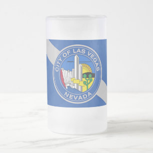 Caneca De Cerveja Vidro Jateado Fosco Glass Mug com bandeira de Las Vegas, EUA