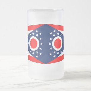 Caneca De Cerveja Vidro Jateado Fosco Glass Mug com bandeira de Ohio, EUA
