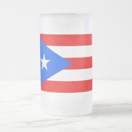 Caneca De Cerveja Vidro Jateado Fosco Glass Mug com bandeira de Porto Rico, EUA