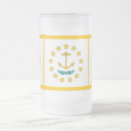 Caneca De Cerveja Vidro Jateado Fosco Glass Mug com bandeira de Rhode Island, EUA