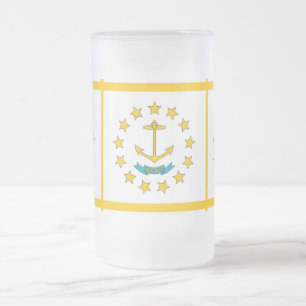 Caneca De Cerveja Vidro Jateado Fosco Glass Mug com bandeira de Rhode Island, EUA
