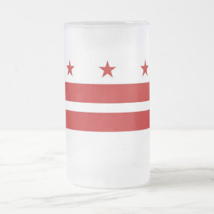 Caneca De Cerveja Vidro Jateado Fosco Glass Mug com bandeira de Washington DC, EUA
