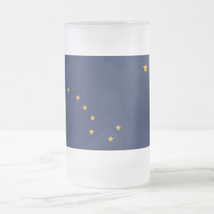 Caneca De Cerveja Vidro Jateado Fosco Glass Mug com bandeira do Alasca, EUA