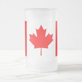 Caneca De Cerveja Vidro Jateado Fosco Glass Mug com bandeira do Canadá