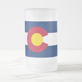 Caneca De Cerveja Vidro Jateado Fosco Glass Mug com bandeira do Colorado, EUA