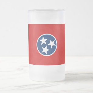 Caneca De Cerveja Vidro Jateado Fosco Glass Mug com bandeira do Tennessee, EUA