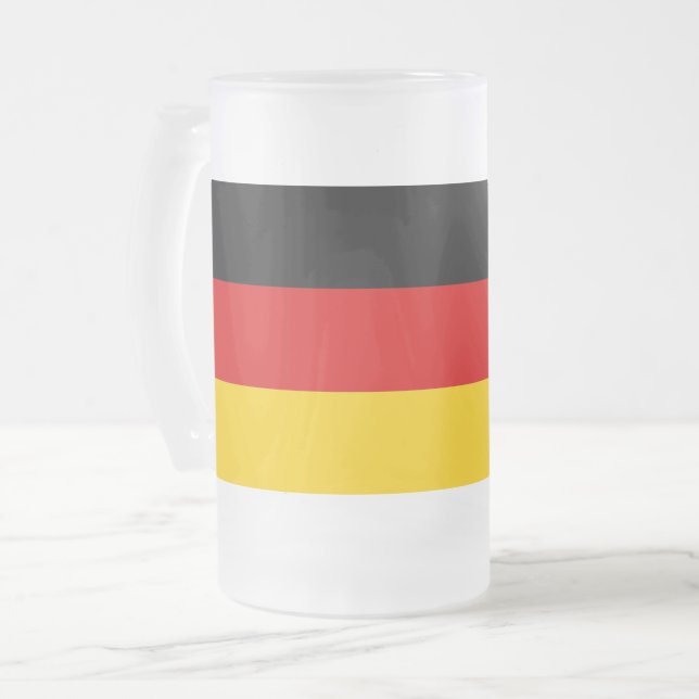 Caneca De Cerveja Vidro Jateado Fosco Glass Mug com pavilhão da Alemanha (Frente Esquerda)