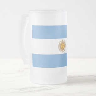 Caneca De Cerveja Vidro Jateado Fosco Glass Mug com pavilhão da Argentina