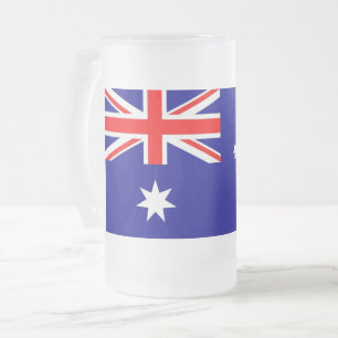 Caneca De Cerveja Vidro Jateado Fosco Glass Mug com pavilhão da Austrália