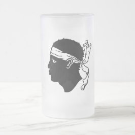 Caneca De Cerveja Vidro Jateado Fosco Glass Mug com pavilhão da Córsega, França