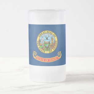 Caneca De Cerveja Vidro Jateado Fosco Glass Mug com pavilhão de Idaho, EUA