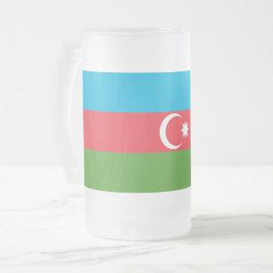 Caneca De Cerveja Vidro Jateado Fosco Glass Mug com pavilhão do Azerbaijão