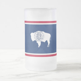 Caneca De Cerveja Vidro Jateado Fosco Glass Mug com pavilhão do Estado de Wyoming