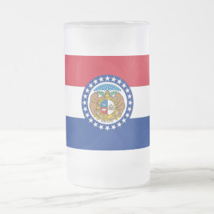 Caneca De Cerveja Vidro Jateado Fosco Glass Mug com pavilhão do Missouri