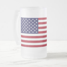 Caneca De Cerveja Vidro Jateado Fosco Glass Mug com pavilhão dos Estados Unidos