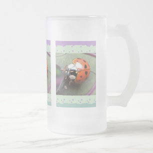 Caneca De Cerveja Vidro Jateado Fosco Ladybug Mug