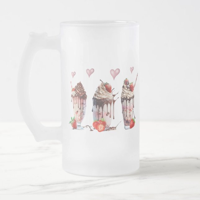 Caneca De Cerveja Vidro Jateado Fosco Milshake (Esquerda)
