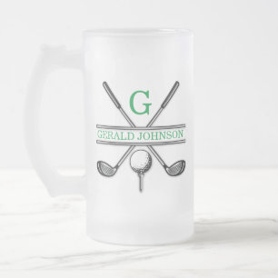 Caneca De Cerveja Vidro Jateado Fosco Mínimo Elegante De Golfe Personalizado Gl