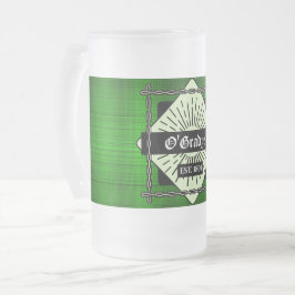 Caneca De Cerveja Vidro Jateado Fosco Personalizado de Xadrez Verde