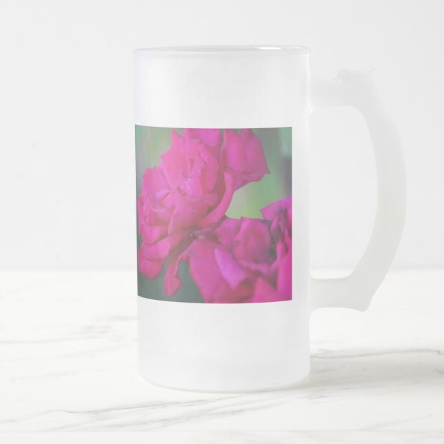 Caneca De Cerveja Vidro Jateado Fosco Rosa Cor-de-Rosa, Colhida (Direita)