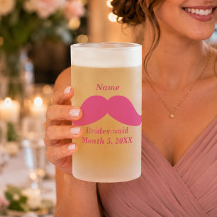 Caneca De Cerveja Vidro Jateado Fosco Rosa de Bridesmaid