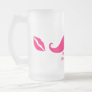 Caneca De Cerveja Vidro Jateado Fosco Rosa de Bridesmaid