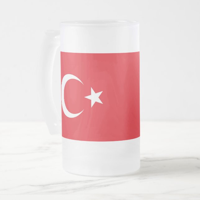 Caneca De Cerveja Vidro Jateado Fosco Vidro-caneca com pavilhão da Turquia (Frente Esquerda)