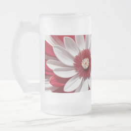 Caneca De Cerveja Vidro Jateado Fosco Vidro Mug Vermelho Branco Floral Design Arte