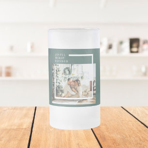 Caneca De Cerveja Vidro Jateado Foto da família moderna   Feliz alegre abençoada  