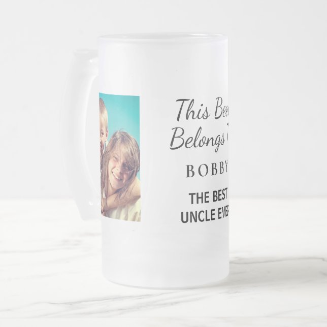 Caneca De Cerveja Vidro Jateado Foto do Melhor Tio Nunca (Frente Esquerda)