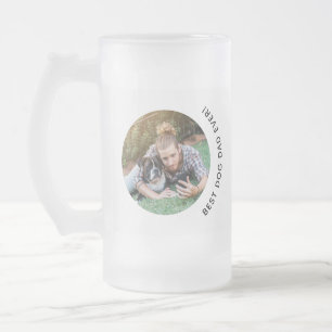 Caneca De Cerveja Vidro Jateado Foto personalizada do melhor Pai de cães do Dia de