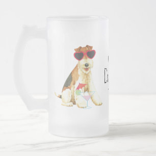 Caneca De Cerveja Vidro Jateado Fox Terrier do fio do verão