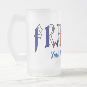 Caneca De Cerveja Vidro Jateado França em Cores da Bandeira Francesa Personalizada