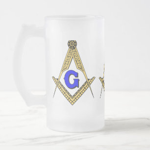 Caneca De Cerveja Vidro Jateado Freemason
