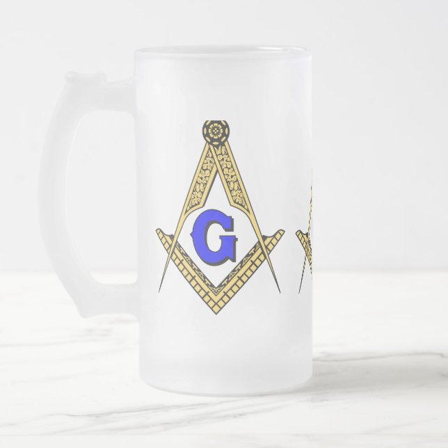 Caneca De Cerveja Vidro Jateado Freemason (Esquerda)