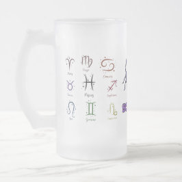 Caneca De Cerveja Vidro Jateado Frosted Glass Beer Mug ECC,ESMALTADO ZODIACAL
