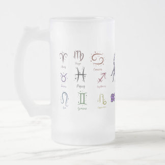 Caneca De Cerveja Vidro Jateado Frosted Glass Beer Mug ECC,ESMALTADO ZODIACAL