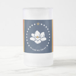 Caneca De Cerveja Vidro Jateado Frosted Glass Mug with flag of Mississippi, USA