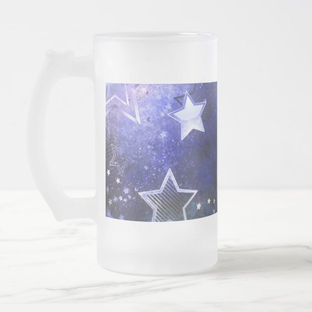 Caneca De Cerveja Vidro Jateado Fundo de Espaço com Estrelas (Esquerda)
