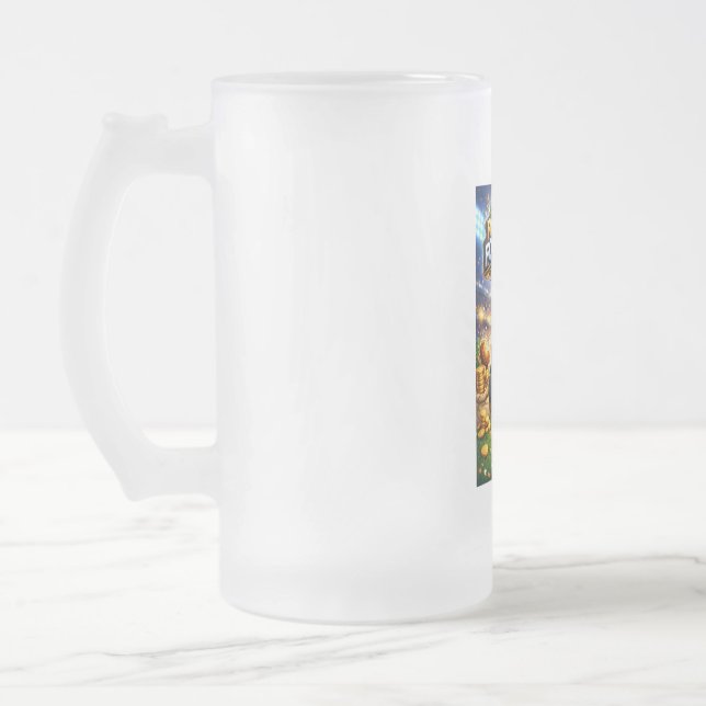 Caneca De Cerveja Vidro Jateado Futebol fantástico com cachorro (Esquerda)