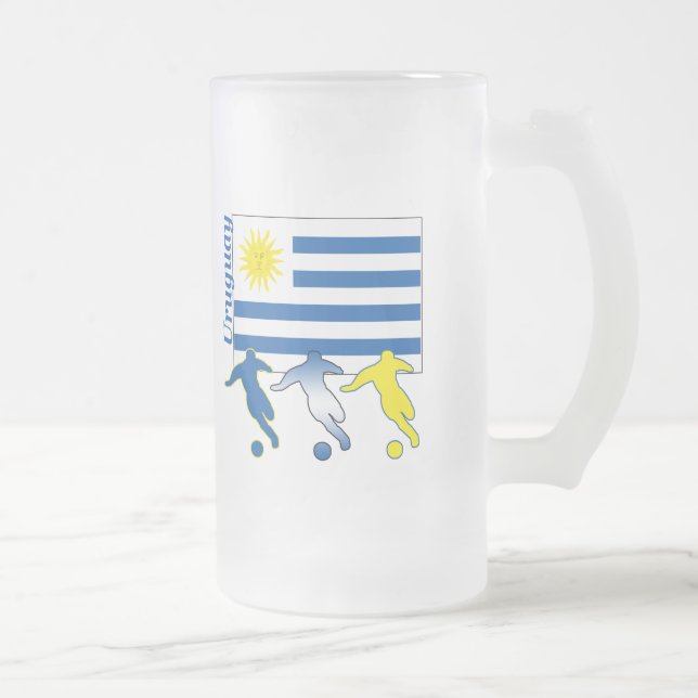 Caneca De Cerveja Vidro Jateado Futebol Uruguai (Direita)