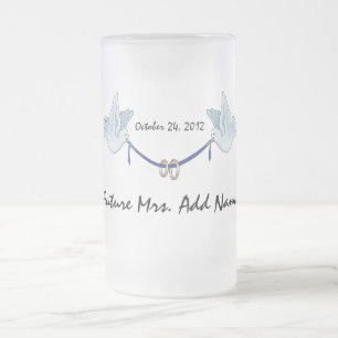 Caneca De Cerveja Vidro Jateado Futuro Sra. Wedding Doves